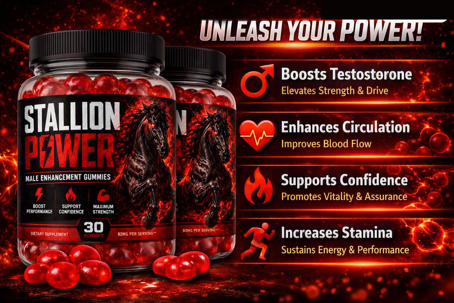 Stallion Power benefits: testosterone, circulation, confidence, stamina